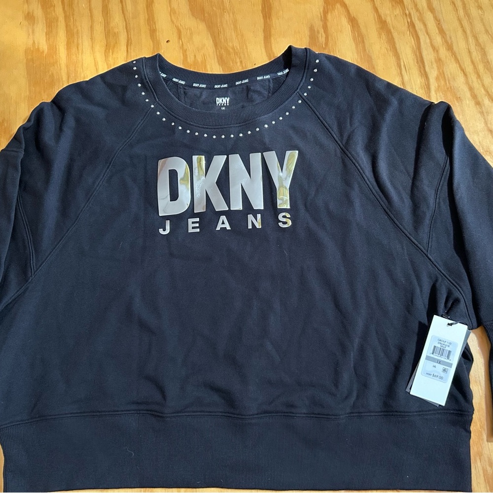 DKNY Black Pullover with Silver Logo